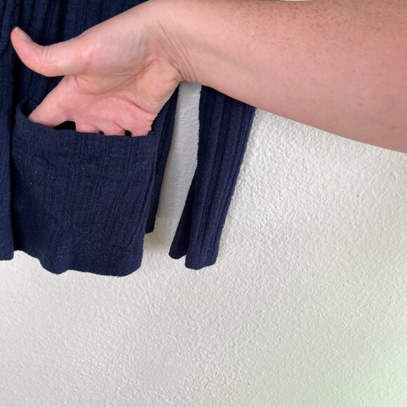 Maurices Open Front Navy Blue Knit Ribbed Cardigan Sweater Medium - Picture 7 of 12